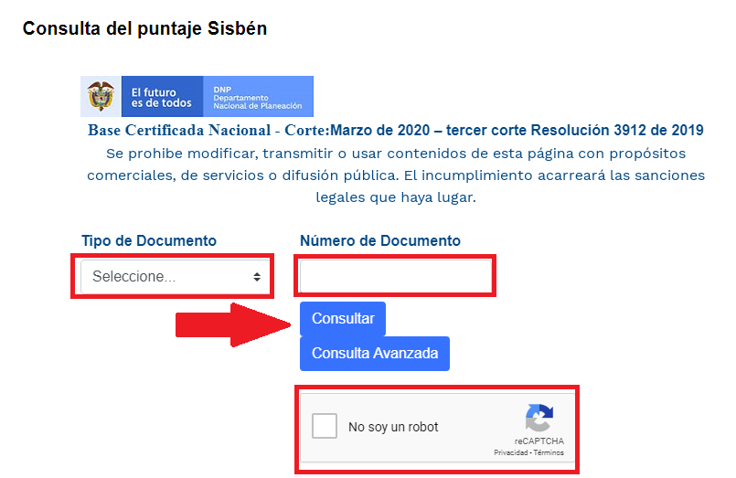 Consultar Sisbén Núcleo Familiar
